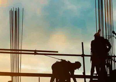 silhouette of construction workers