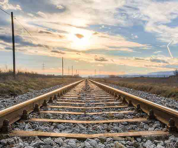 railroad track to horizon